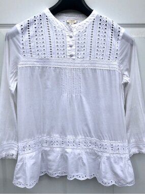 J. Crew Eyelet Babydoll Blouse Pullover Womens size 4